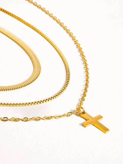 Georgine Non-Tarnish Layered Cross Necklace   