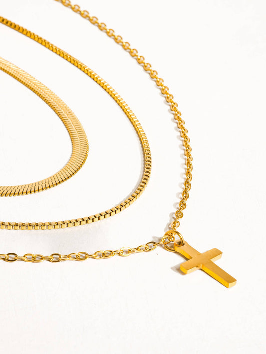 Georgine Non-Tarnish Layered Cross Necklace   
