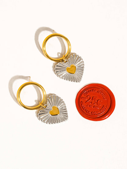Annette Non-Tarnish Two Tone Heart Earring