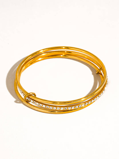 Frisson 18K Gold Non-Tarnish Rhinestone Stack Bracelet