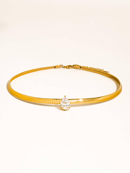 Non-Tarnish Teardrop CZ Choker Necklace