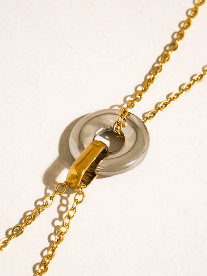Non-Tarnish Two Tone Circle Necklace