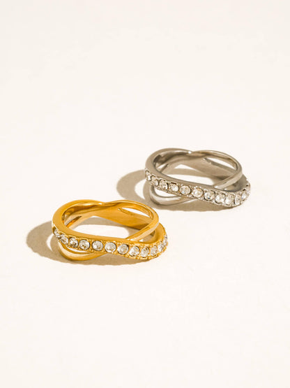 Rue 18K Gold Non-Tarnish CZ Crossover Ring