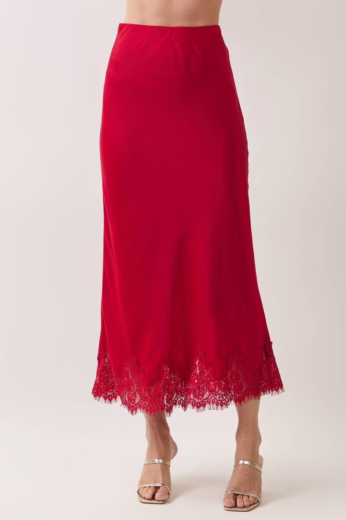 Lace Satin Maxi Skirt