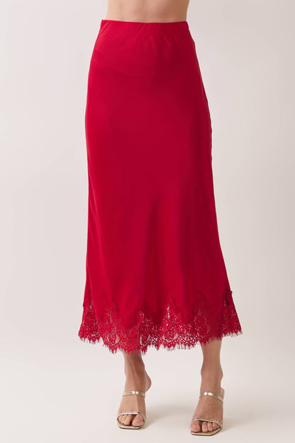 Lace Satin Maxi Skirt