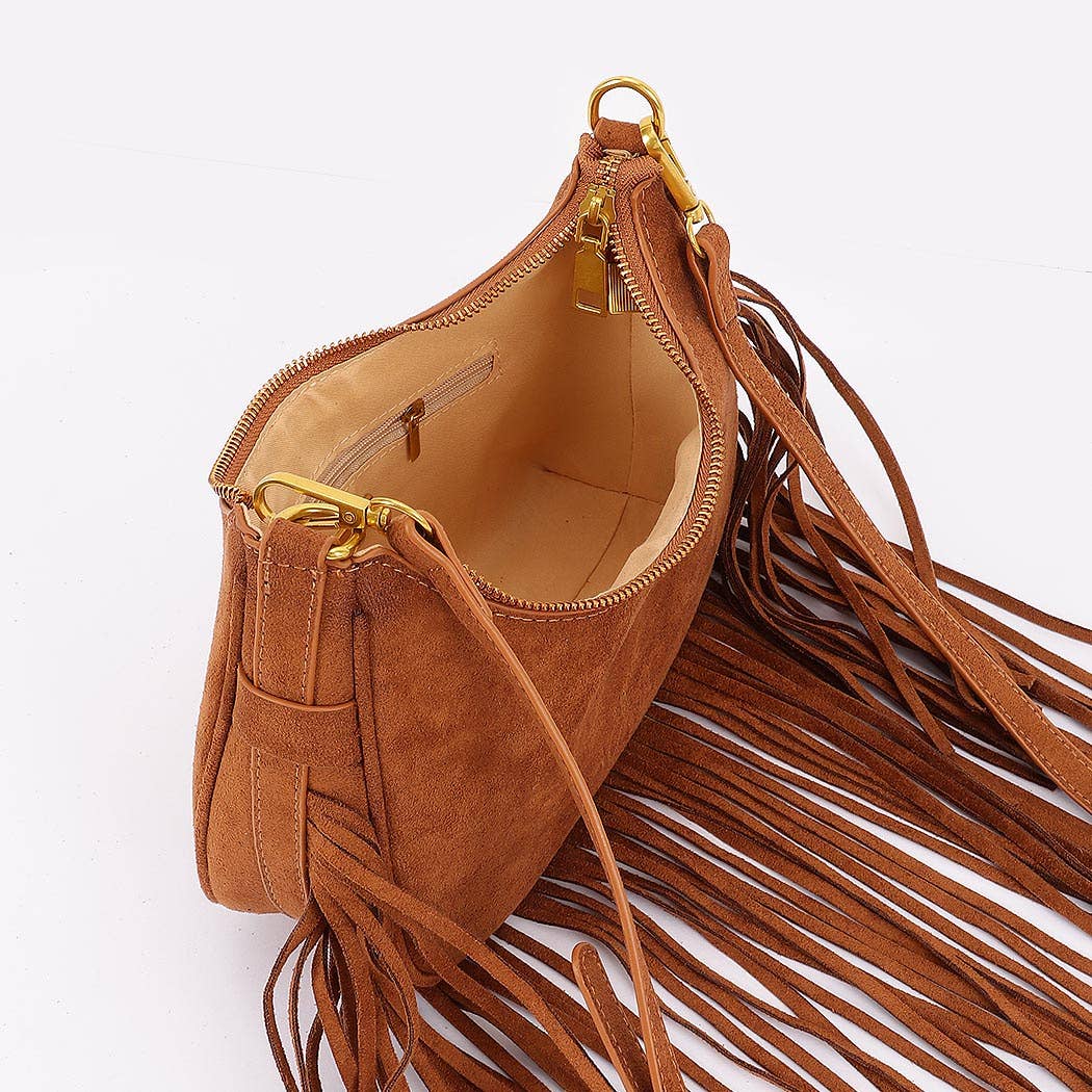 Fringe Suede Crossbody Bag