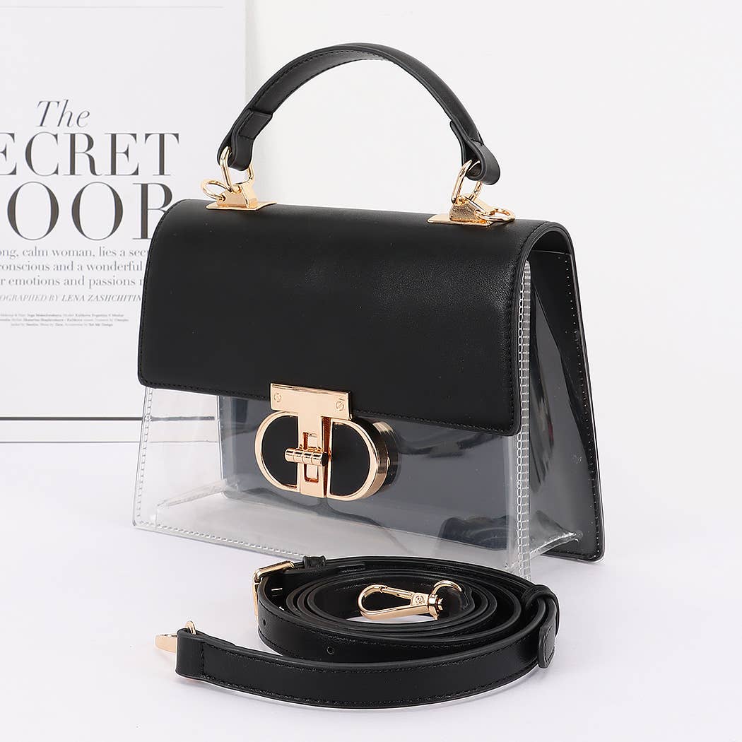 Clear & Leather Combo Bag