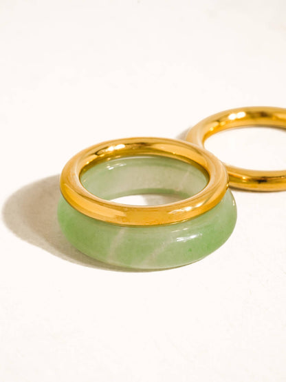 Moss 18K Gold Non-Tarnish Red Jasper Stone Ring Set