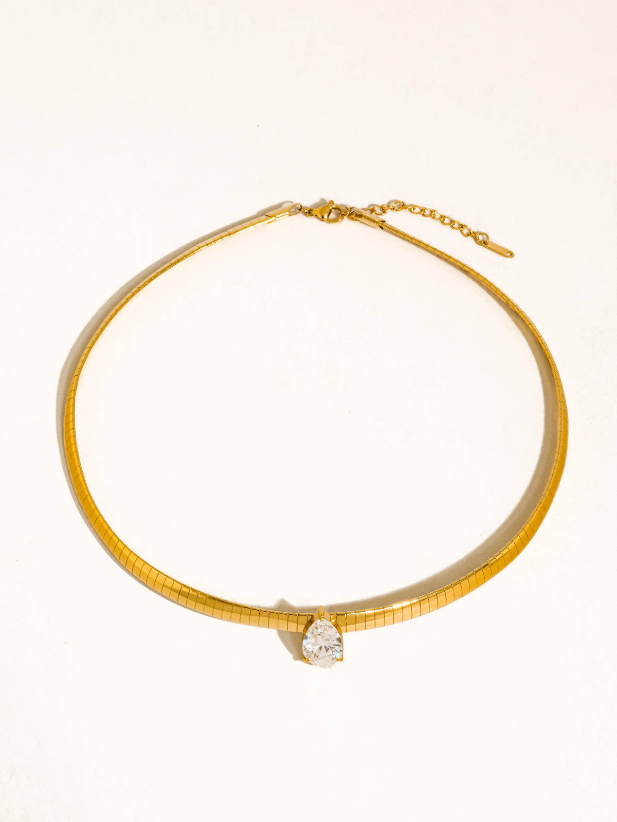 Non-Tarnish Teardrop CZ Choker Necklace