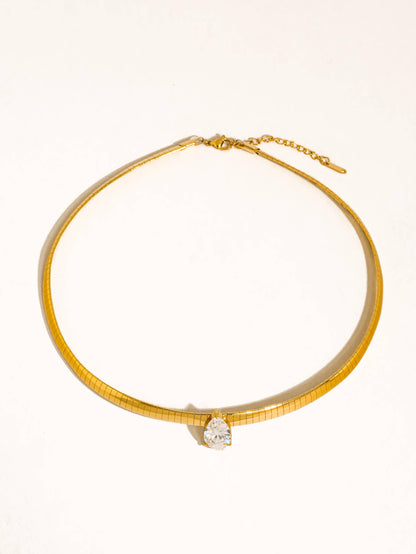 Non-Tarnish Teardrop CZ Choker Necklace