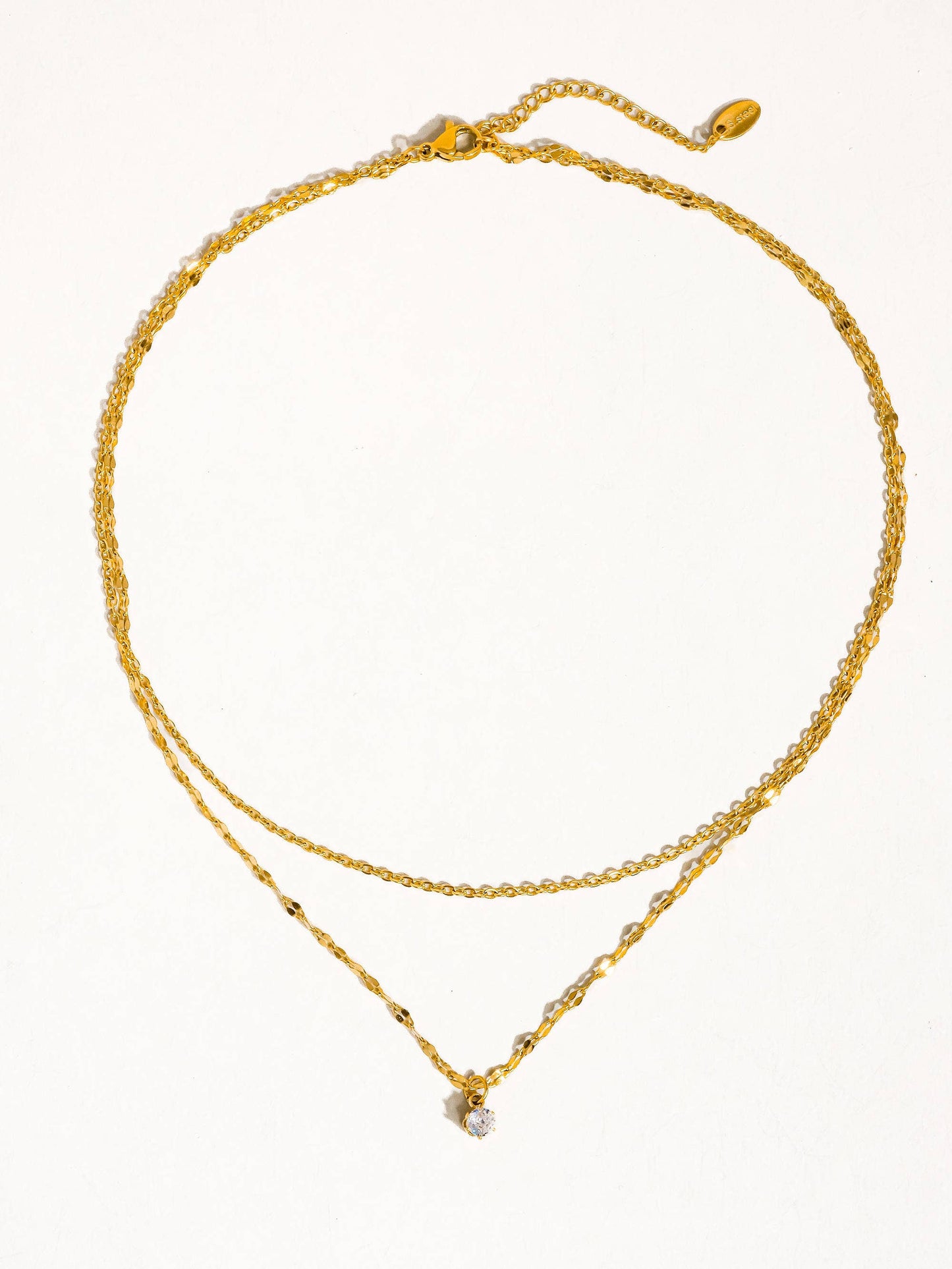 Cerise Non-Tarnish CZ Stone Stacked Necklace