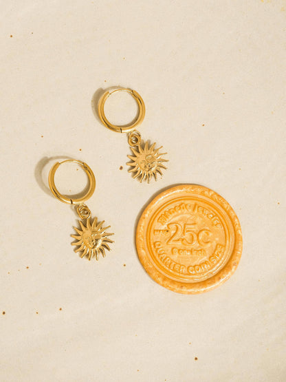 Non-Tarnish Sun hoop Earring