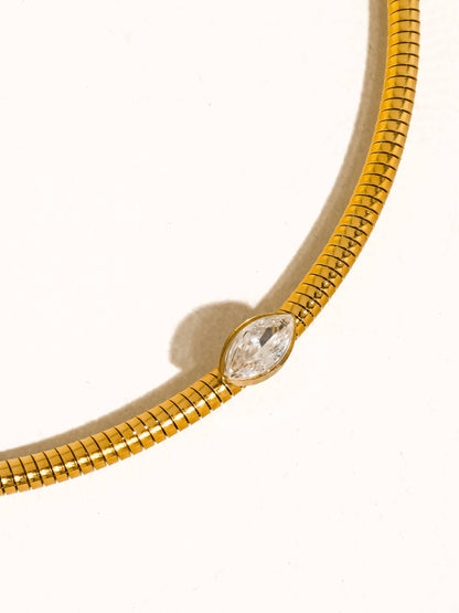 Non-Tarnish Marquise CZ Snake Chain Choker