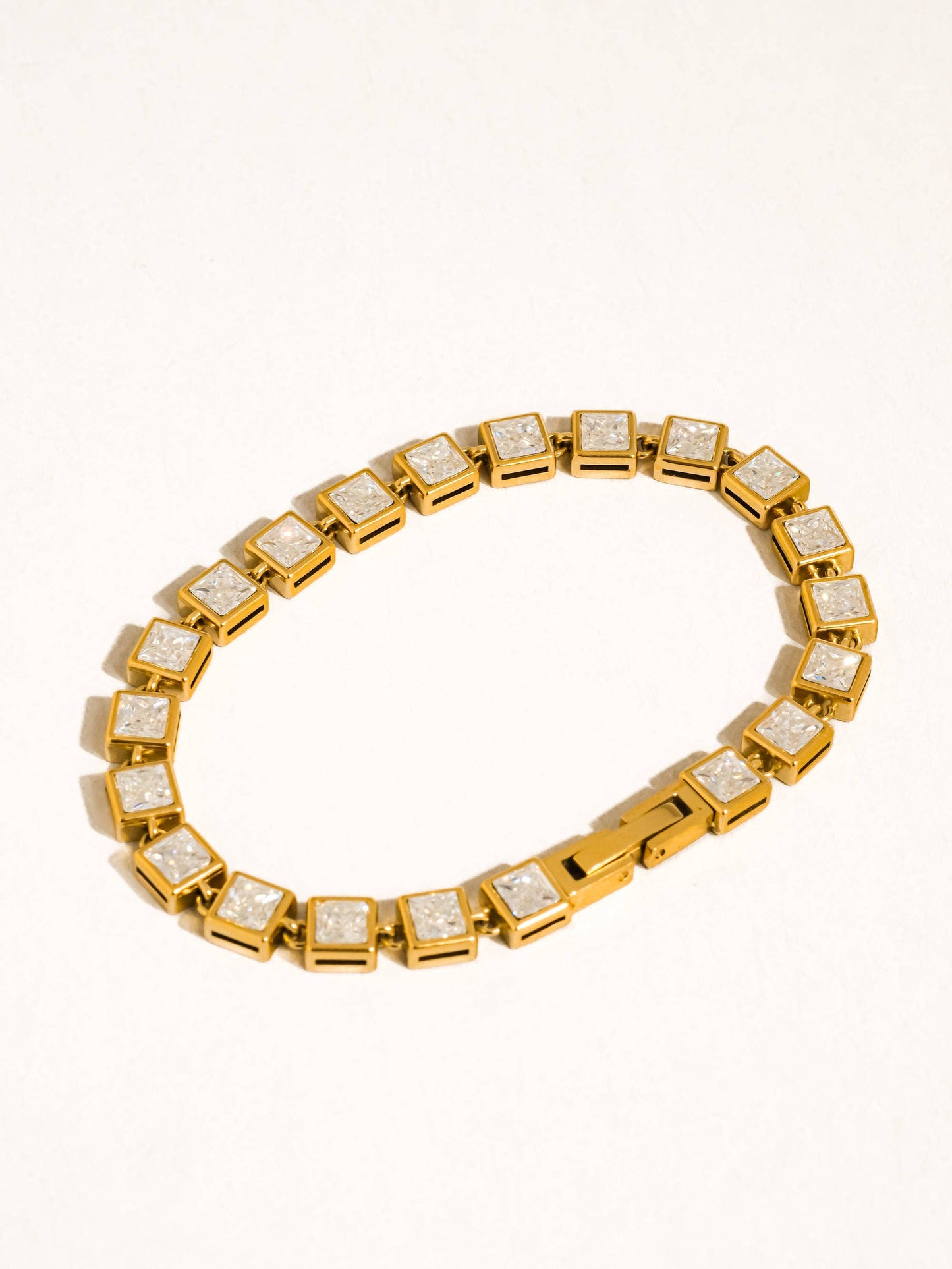 Midi 18K Gold Non-Tarnish Square CZ Glam Bracelet