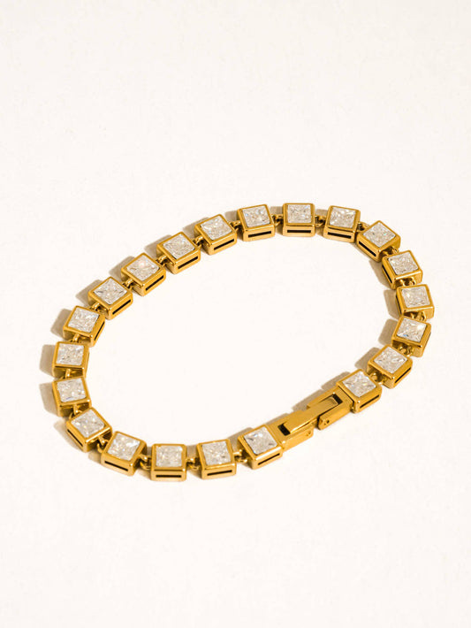 Midi 18K Gold Non-Tarnish Square CZ Glam Bracelet