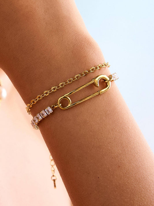 Acier 18K Gold Non-Tarnish Glam Rhinestone Clip Bracelet