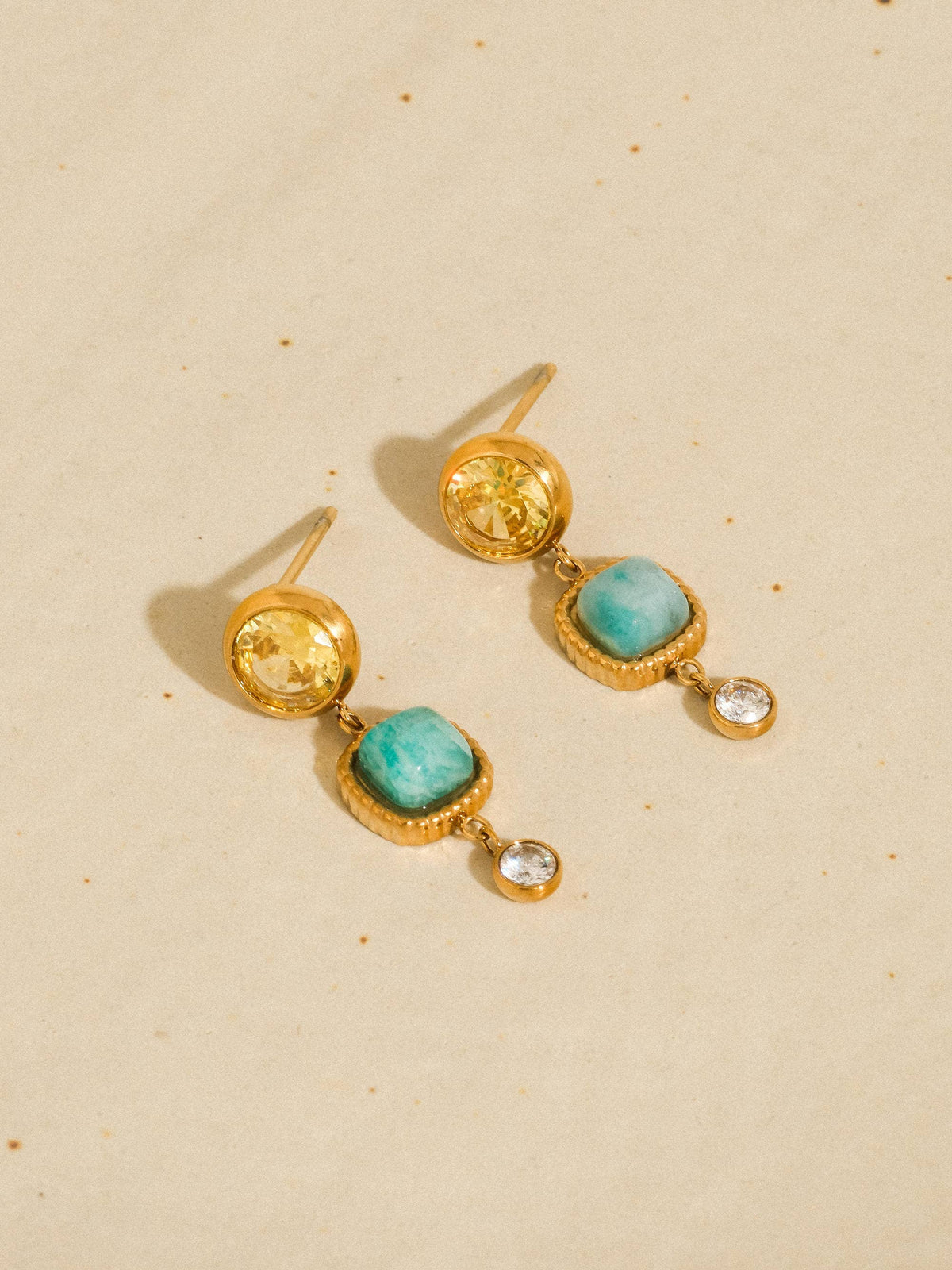 Non-Tarnish Green Stone Drop Earrings