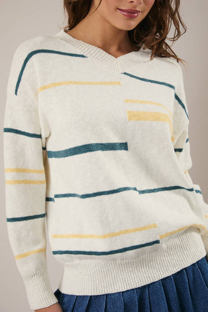 V-Neck Abstract Sweater