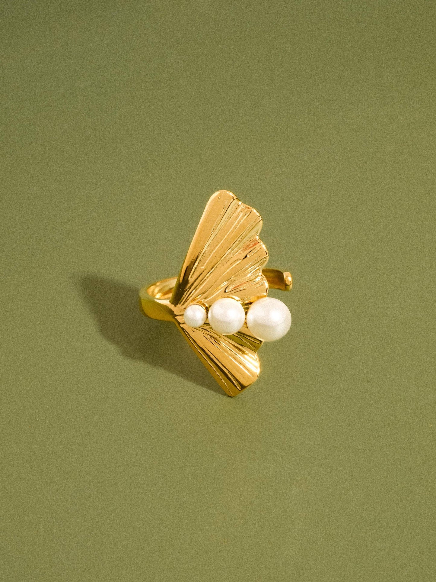 Kala 18K Gold Non-Tarnish Sculptural Pearl Statement Ring