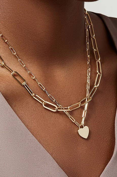Non Tarnish Layered Heart Necklace