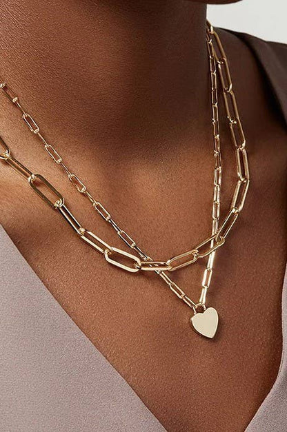 Non Tarnish Layered Heart Necklace