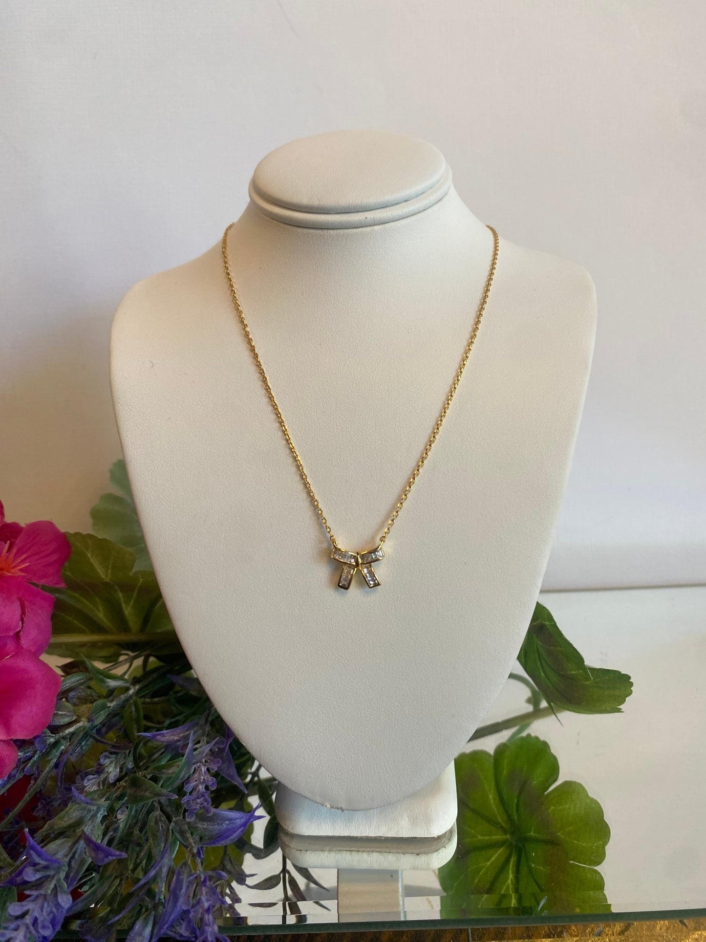 Bow CZ Pendant Necklace