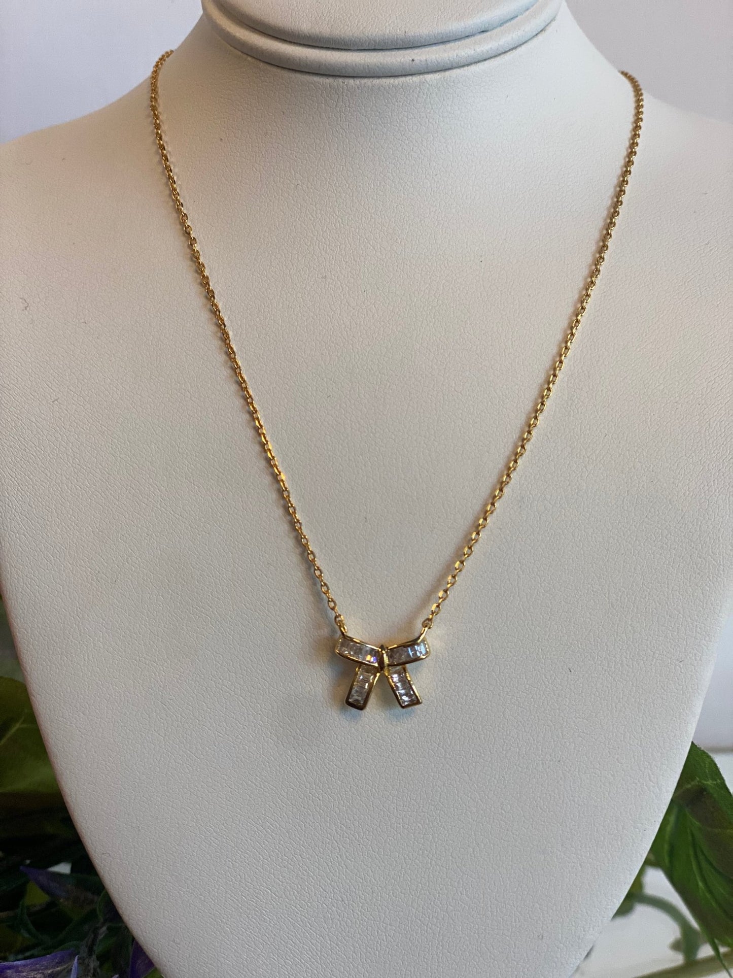 Bow CZ Pendant Necklace