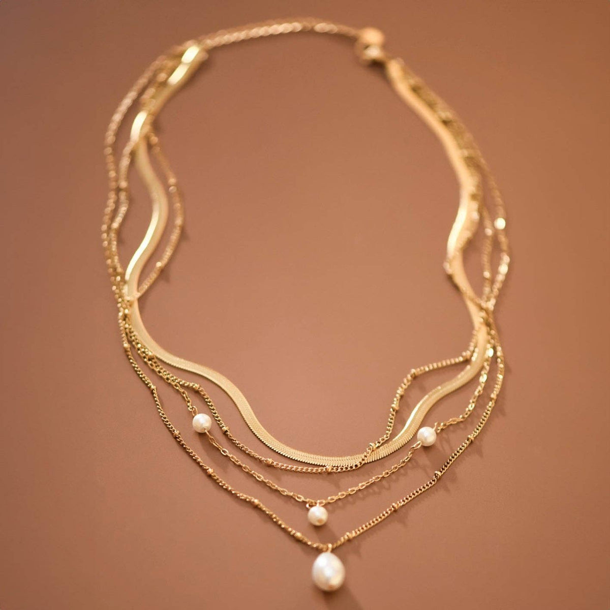 Non Tarnish Four Pearl Necklace