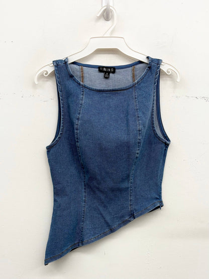 Asymmetrical Stretch Denim Top