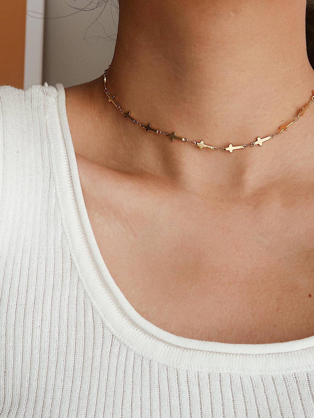 Non-Tarnish Cross Choker