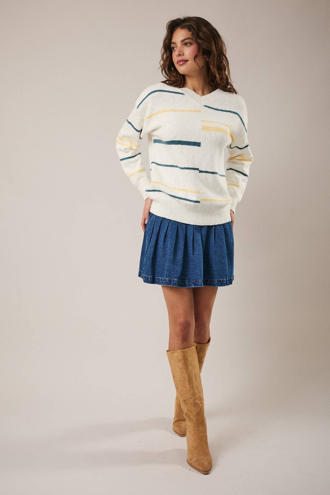 V-Neck Abstract Sweater