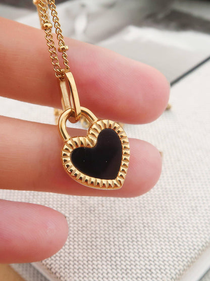 Kylie Non-Tarnish Double-Sided Heart Necklace