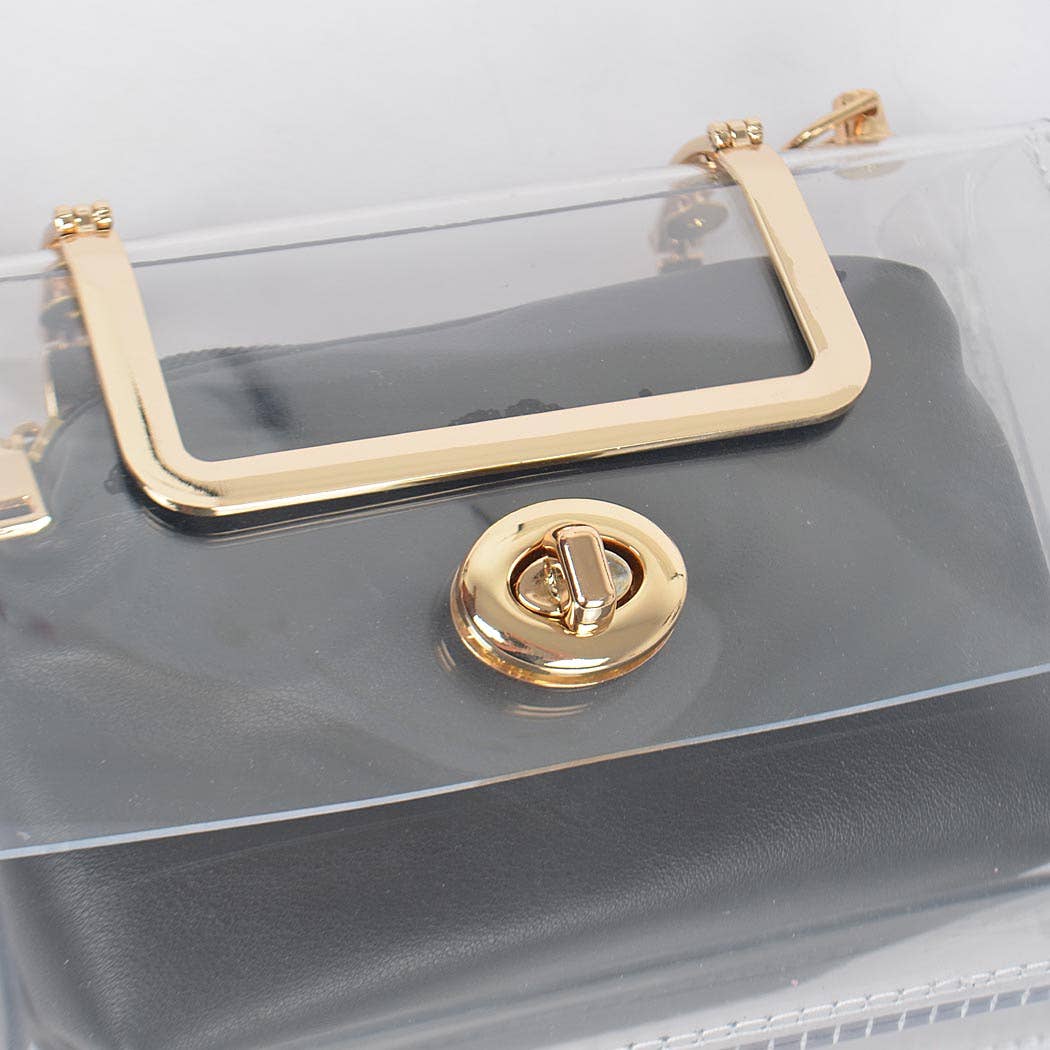 Transparent Metal Handle Bag W/ Pouch