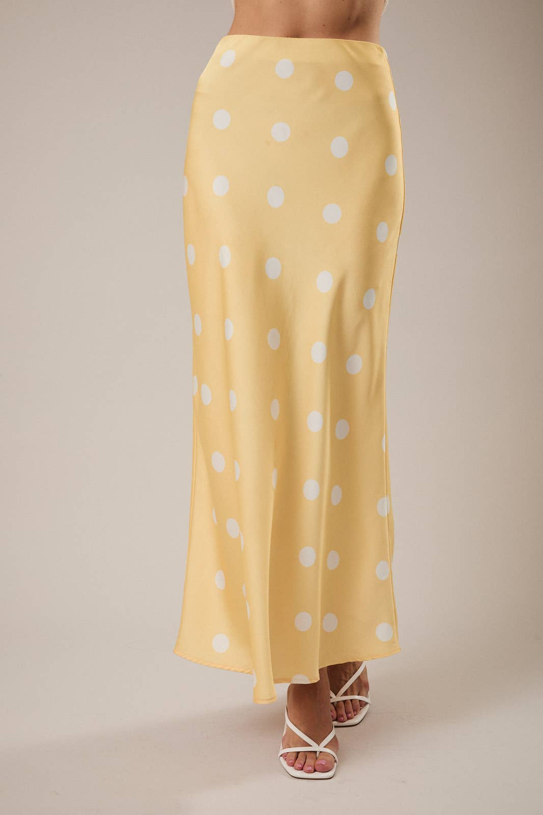 Satin Polka Dot Midi Skirt