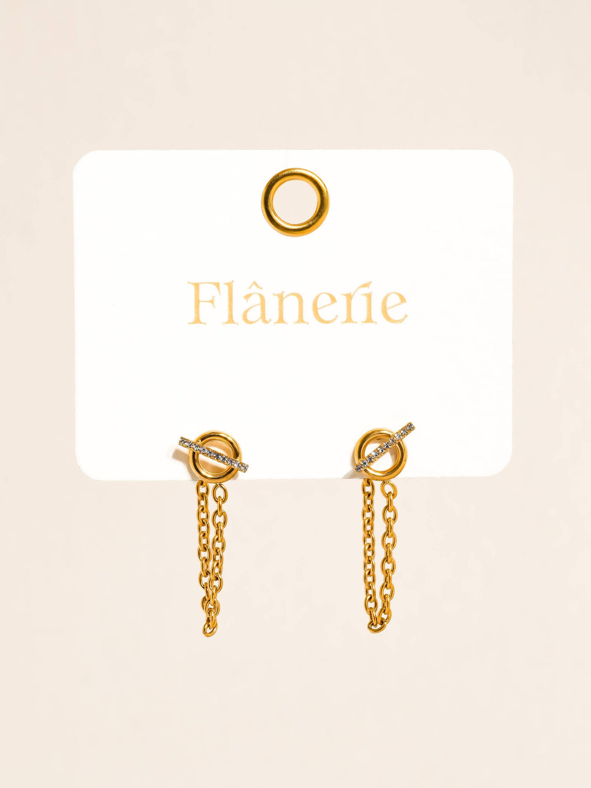 Non-Tarnish CZ Chain Drop Earrings