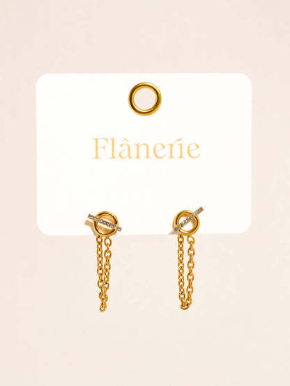 Non-Tarnish CZ Chain Drop Earrings