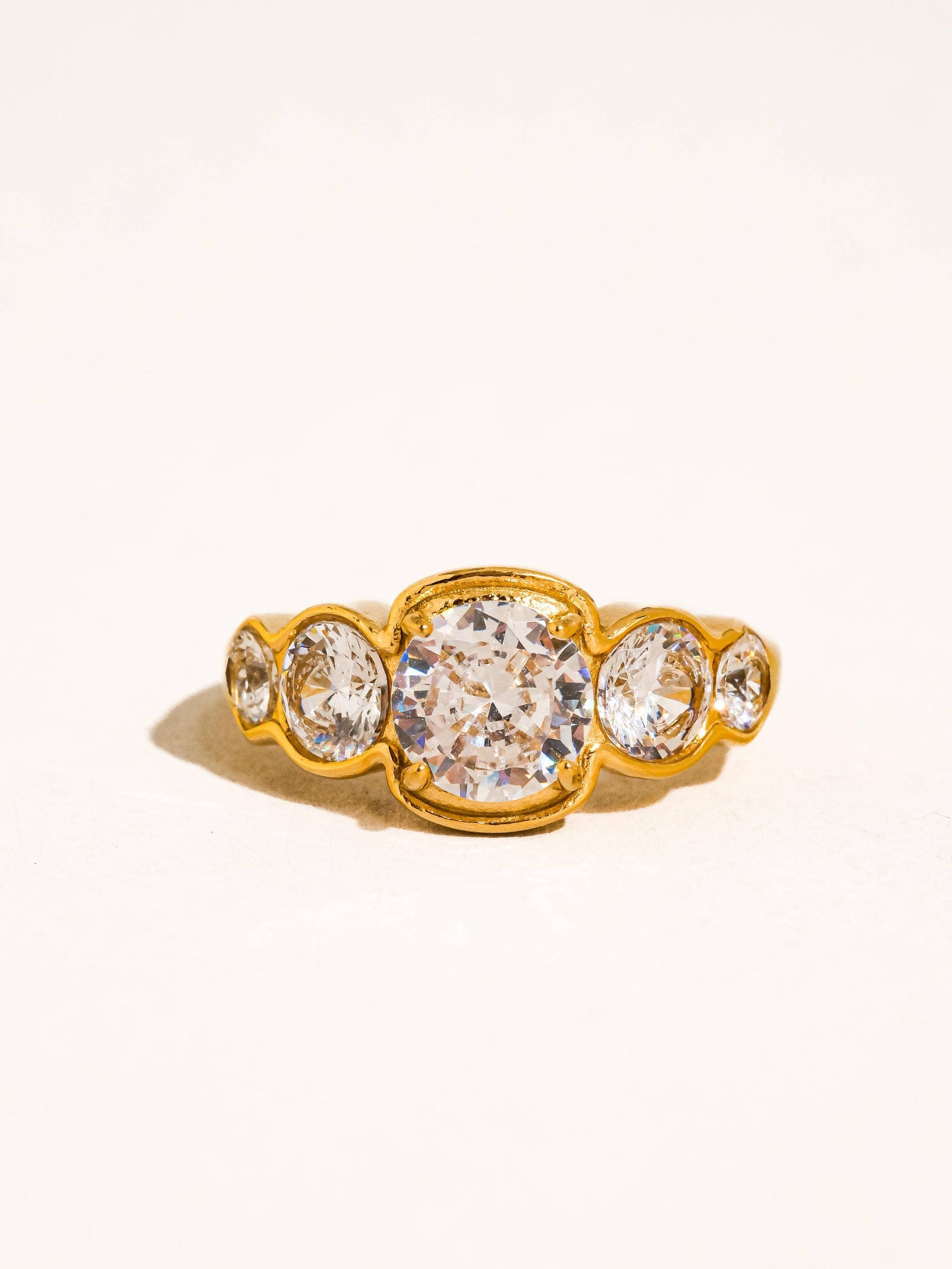 Irid 18K Gold Non-Tarnish Multi CZ Statement Ring