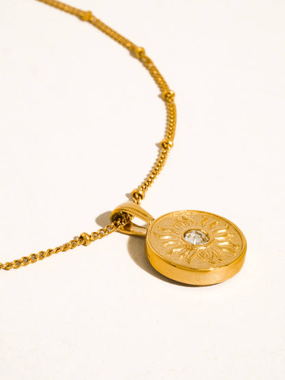 Non-Tarnish Sun Medallion Necklace