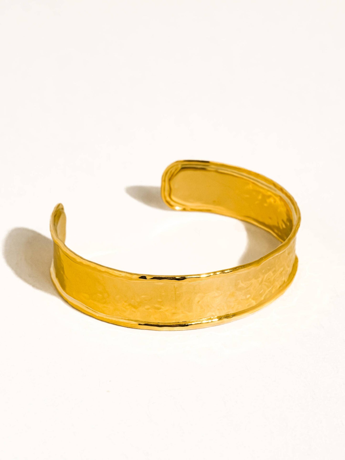 Zavra 18K Gold Non-Tarnish Hammered Cuff Bracelet