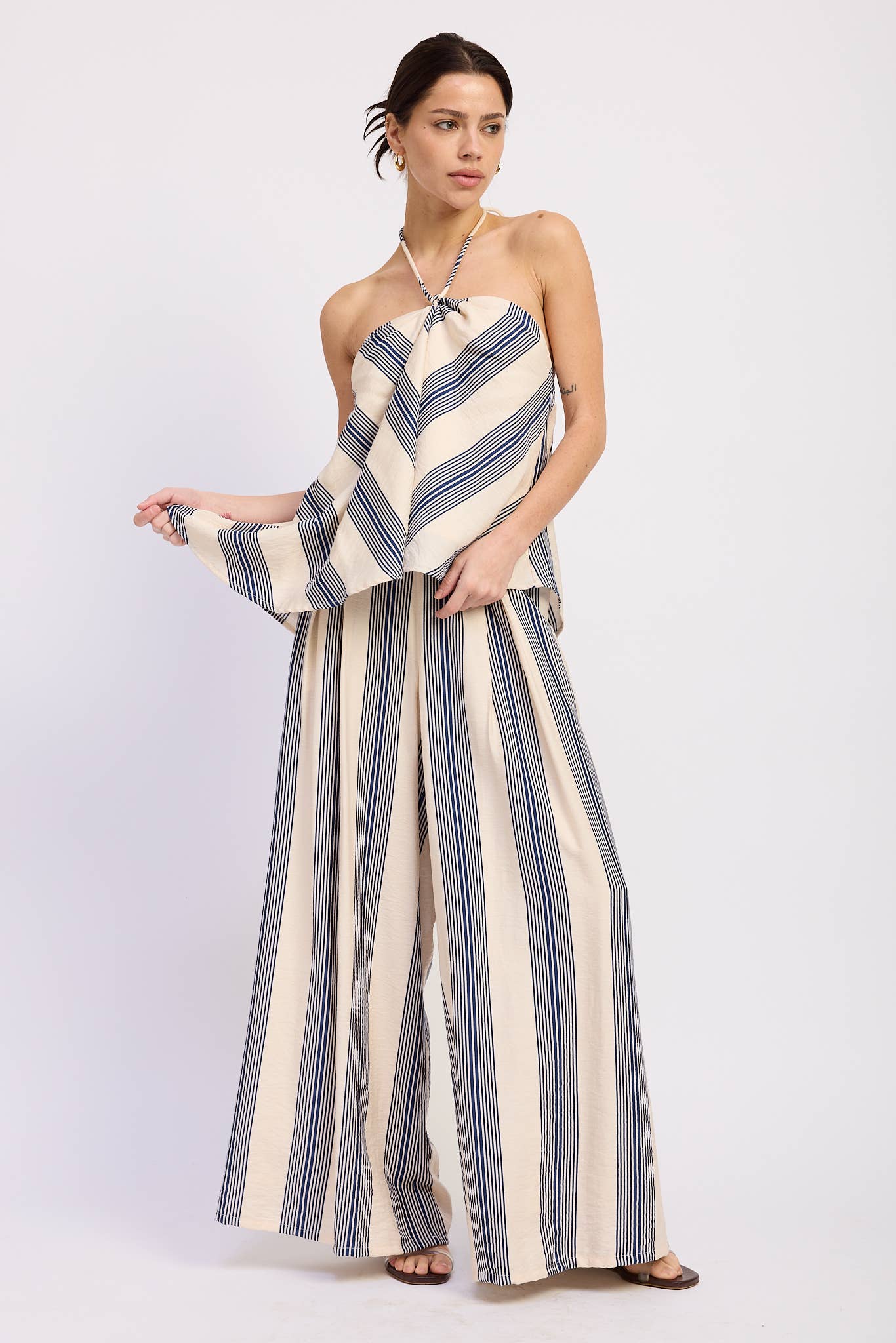 Colorblock Pants Set