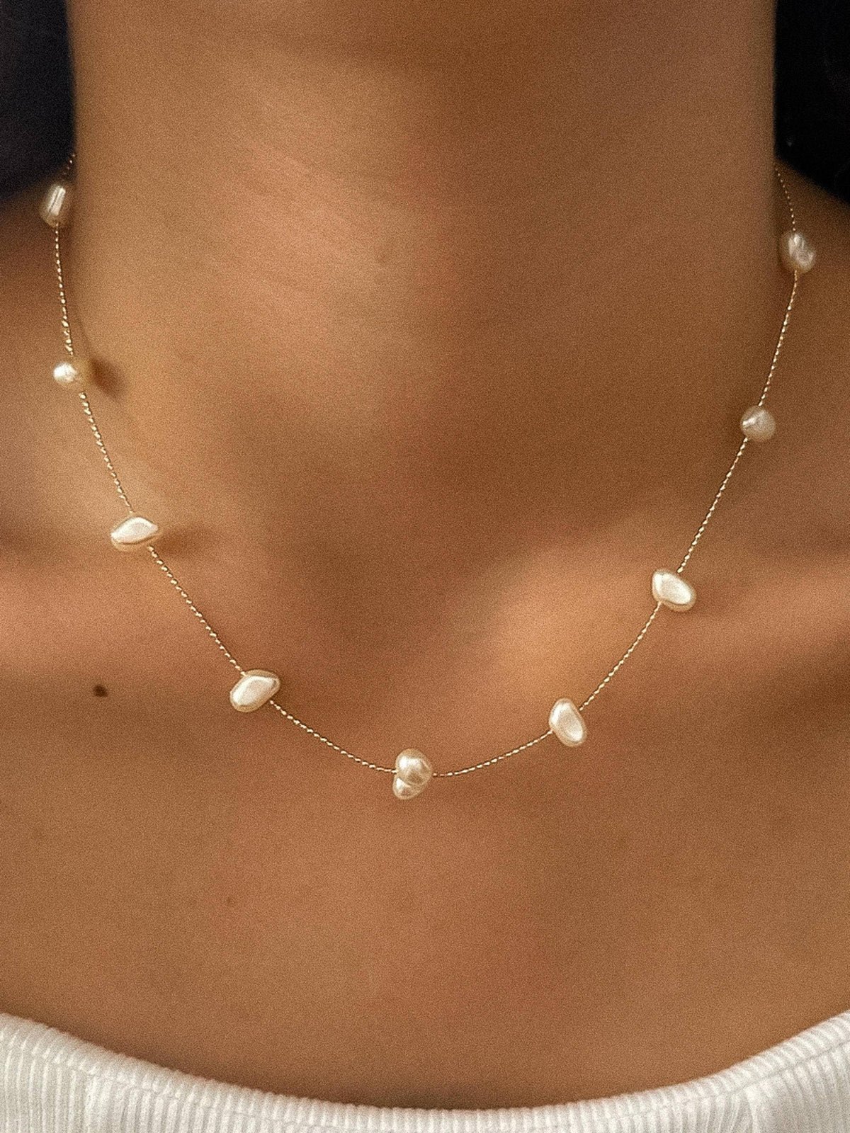 Non Tarnish Petite Pearl Necklace