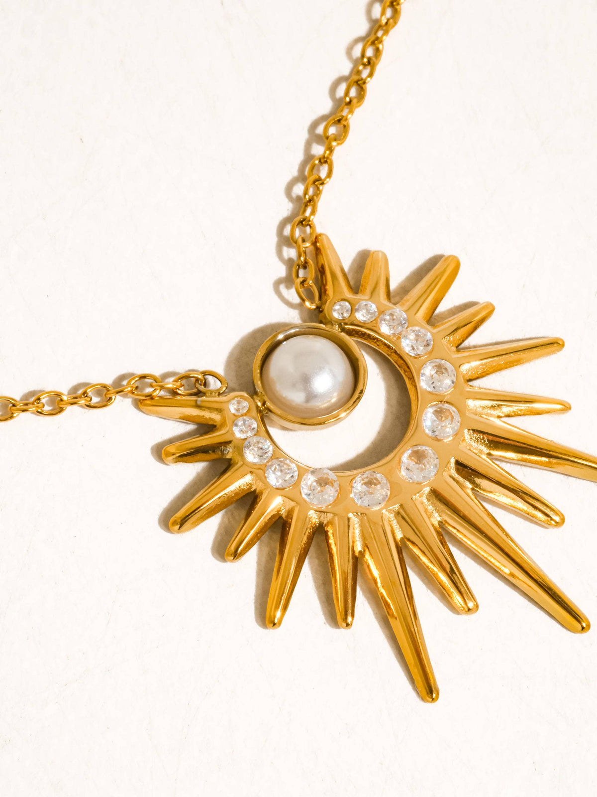 Non-Tarnish Pearl Sunburst Necklace