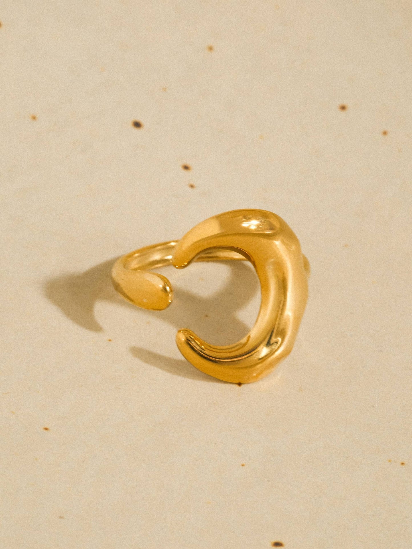 Aurelune 18K Gold Non-Tarnish Minimalist Moon Ring