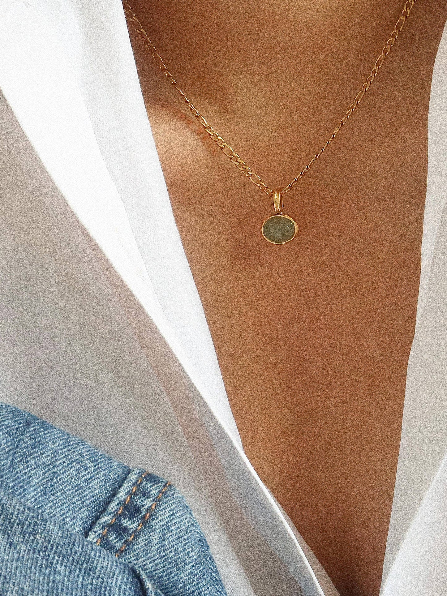 Winslow Non-Tarnish Green Stone Pendant