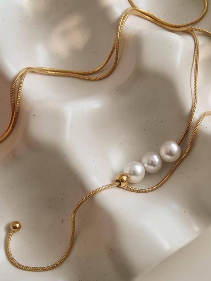 Non-Tarnish Pearl Y Drop Sweater Necklace