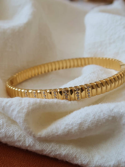 Monelle 18K Gold Non-Tarnish CZ Bangle Bracelet