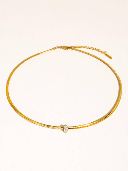 Non-Tarnish Marquise CZ Box Chain Choker