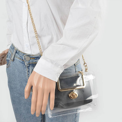 Transparent Metal Handle Bag W/ Pouch