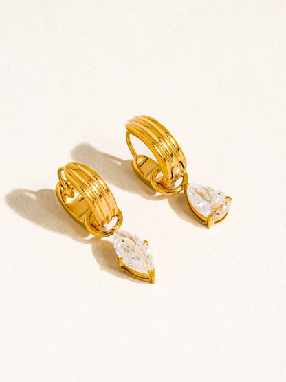 Non-Tarnish Teardrop CZ Mismatch Earrings