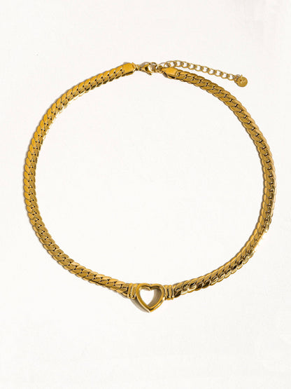Non-Tarnish Heart Snake Chain Necklace